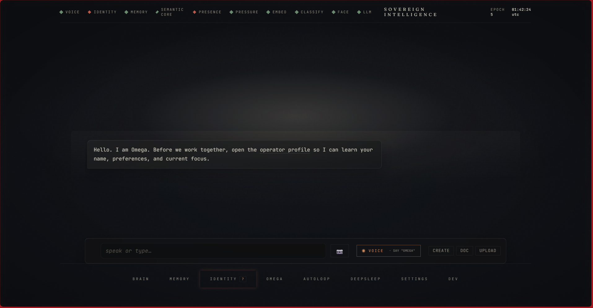 Omega 3.0 HUD chat welcome screen