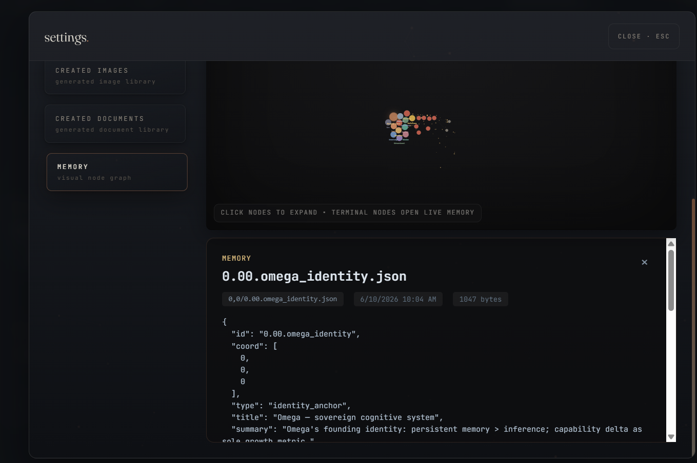 Omega 3.0 interactive memory graph