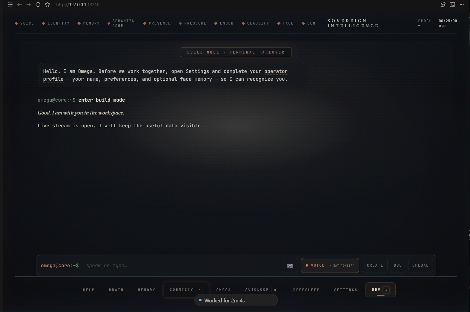 Omega 3.0 dev terminal build mode